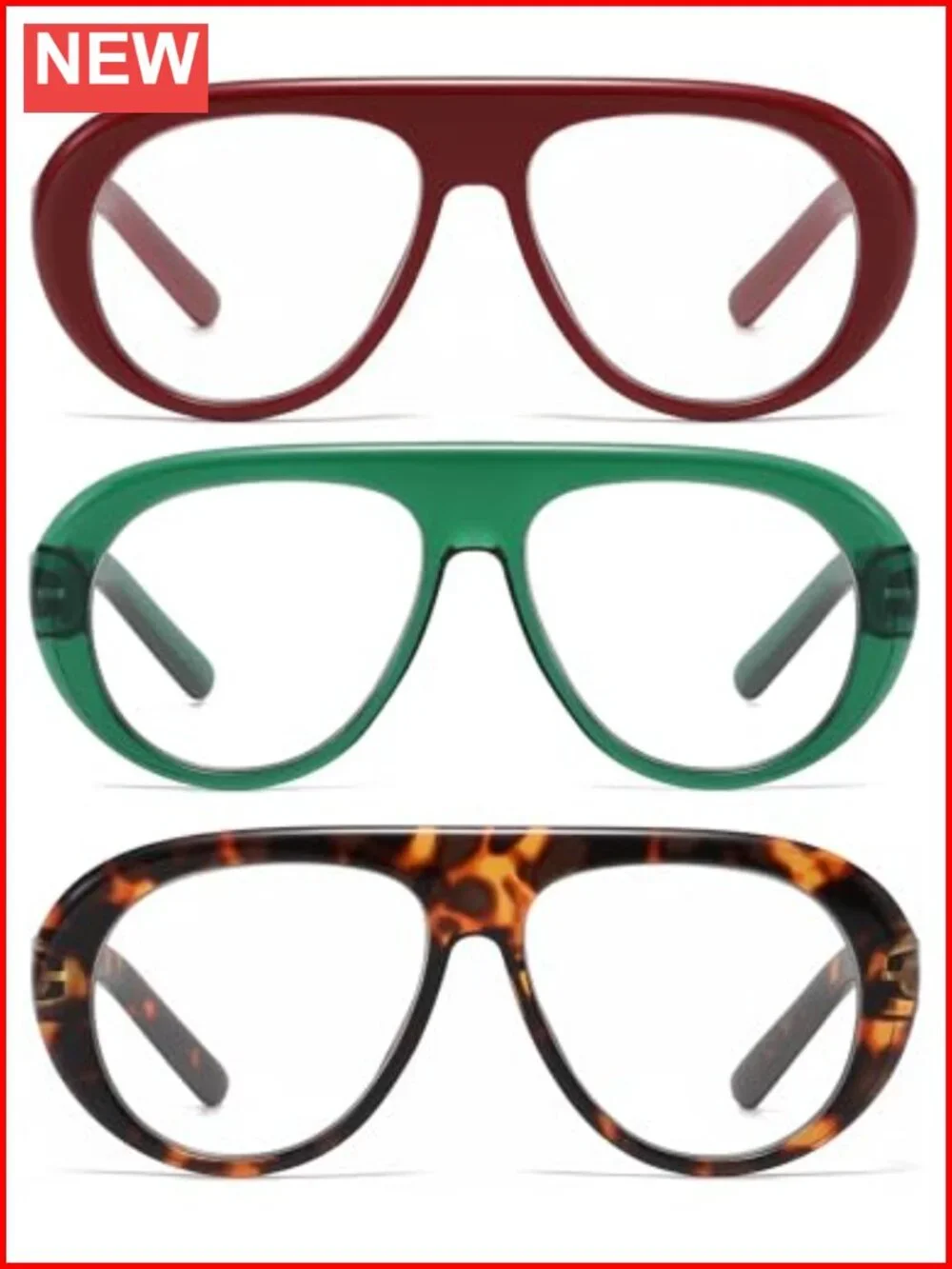 3 Pack Retro Oversized Aviator Blue Light Blocking Reading Glasses for Women Men